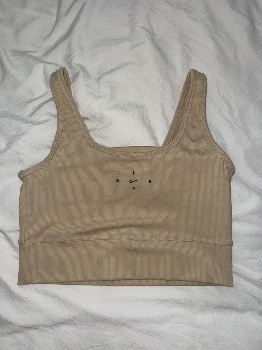 Nike Tan Ribbed Crop Sports Bra